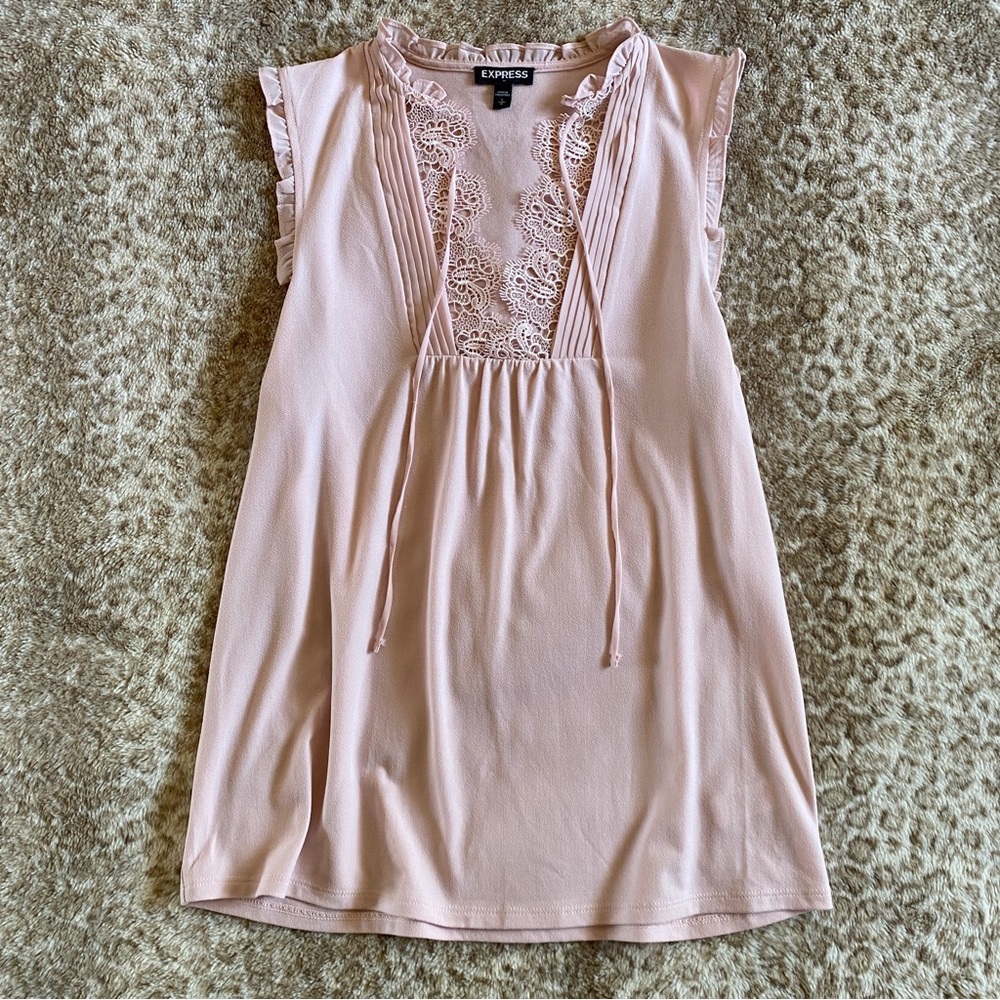 Express Pink Sleeveless Ruffle Top Size S